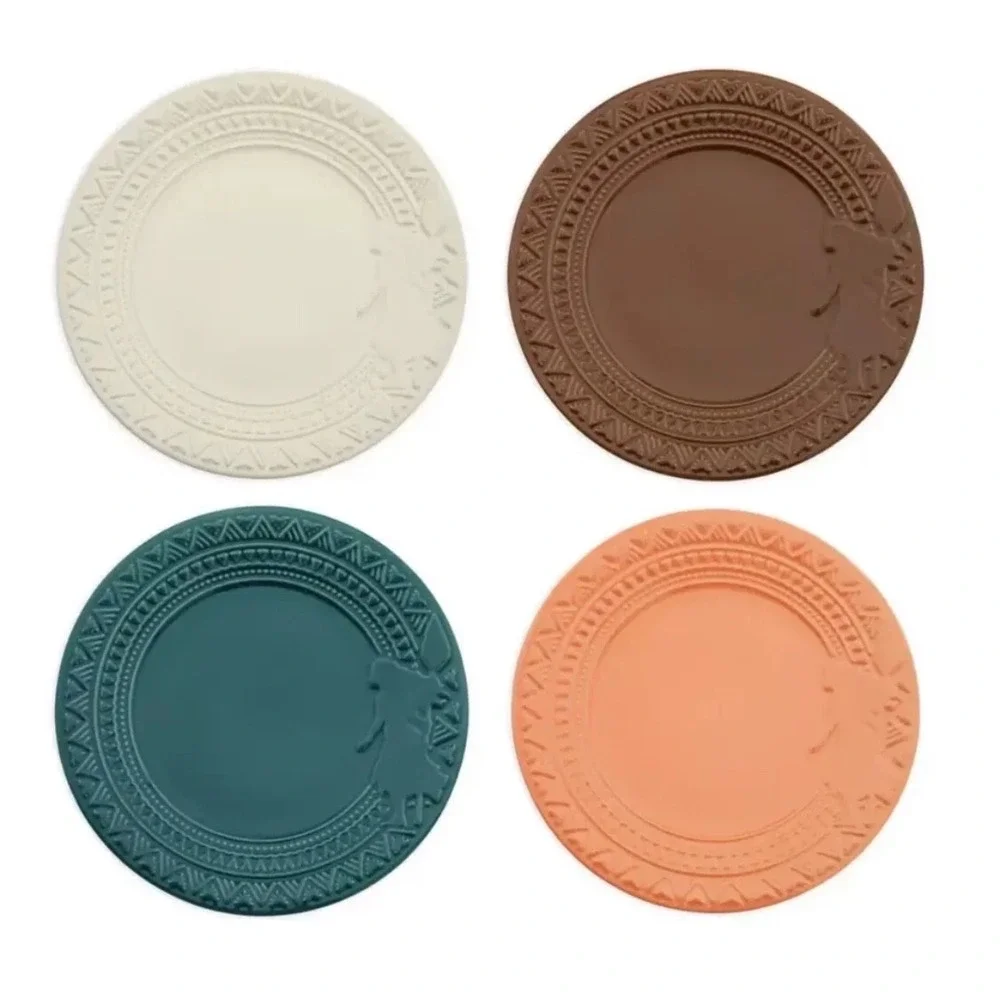 Disney Moana Embossed Silhouette Appetizer Plates Set‎ of 4 Multi Color New